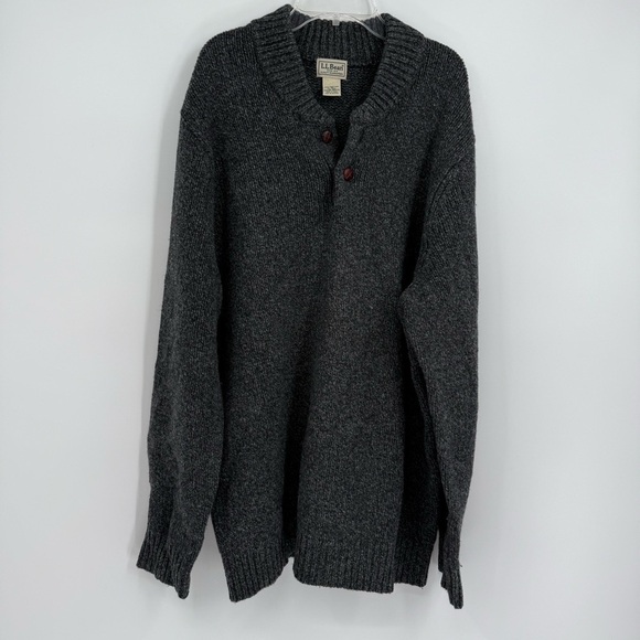 LL Bean 100% Lambs Wool Mens Ragg Size XL Tall Sweater Item ID 285175 Gray - Picture 10 of 10
